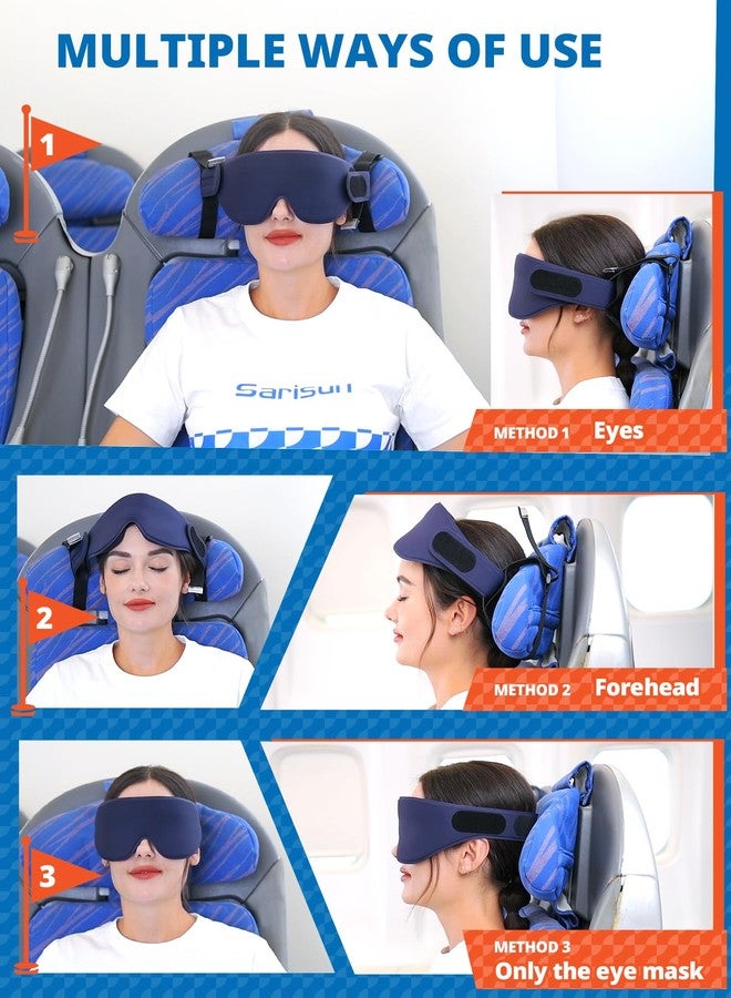 SARISUN Airplane Head Strap 3D Eye Mask, Travel Pillow Alternative for Long Flight, 360° Support Sleep Head Hold, Stop Bobblehead, Ultra-Compact Lightweight Travel Essentials, Black - Image 4