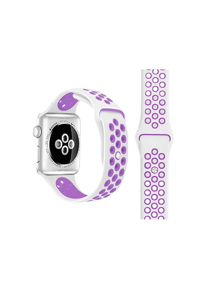 Apple Watch Strap, Apple Watch band for Apple Watch  42/44/45/49 mm  - white with purple - Image 2