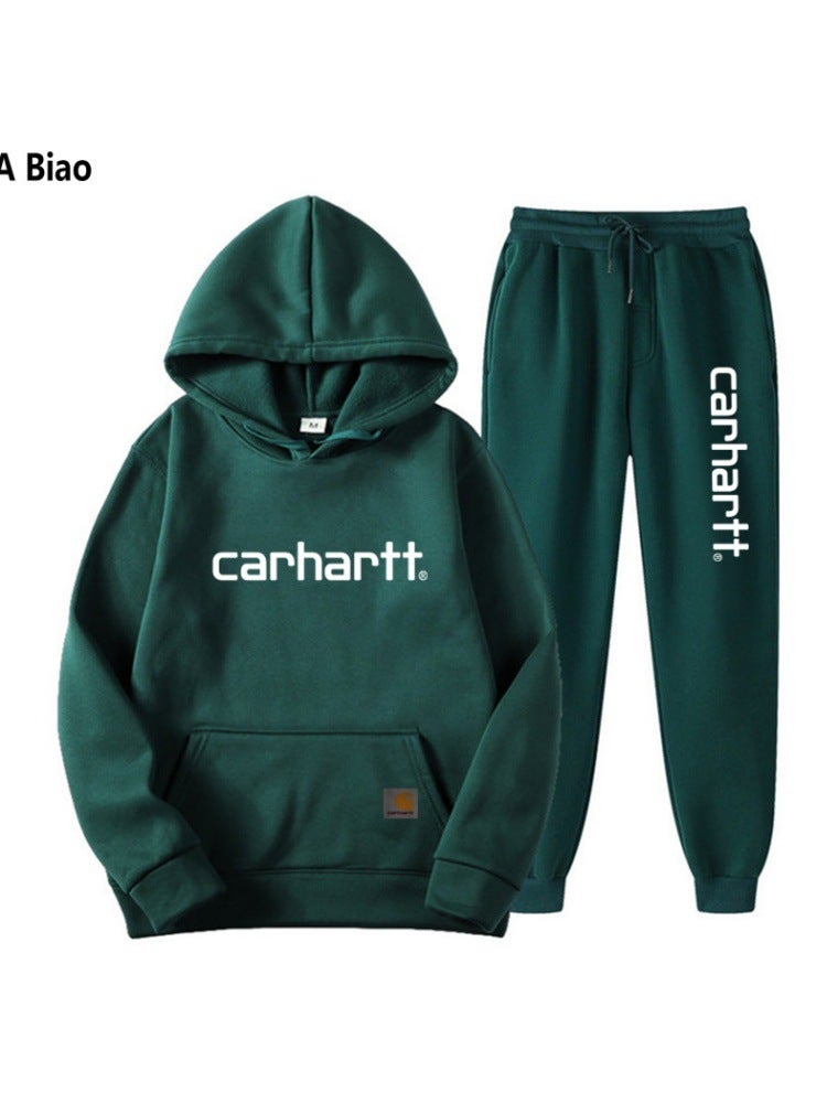 Hoodie Two-Piece Trendy Carhartt Mango Letter Sweatshirt Suit For Men And Women Fleece-Lined Set - Image 5