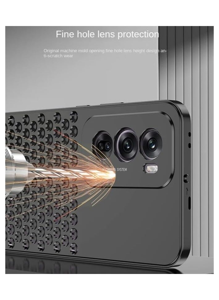 Case Compatible with OPPO Reno 12 Pro, Magnetic Metal Frame + Matte  【Honeycomb Heat Sink】 Back, Anti-slip and Shockproof Case with Camera Protective Film - Image 5