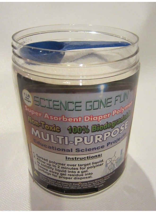 Science Gone Fun منتجات تعليمية من شركة يونيفرس أوف ساينس بوليمر حفاضات فائق الامتصاص 1 رطل من بولي أكريلات الصوديوم رطل واحد من البوليمر فائق الامتصاص. - Image 1