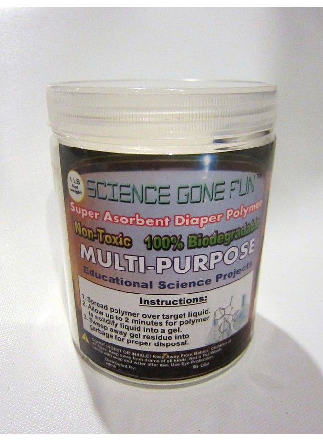 Science Gone Fun منتجات تعليمية من شركة يونيفرس أوف ساينس بوليمر حفاضات فائق الامتصاص 1 رطل من بولي أكريلات الصوديوم رطل واحد من البوليمر فائق الامتصاص. - Image 3