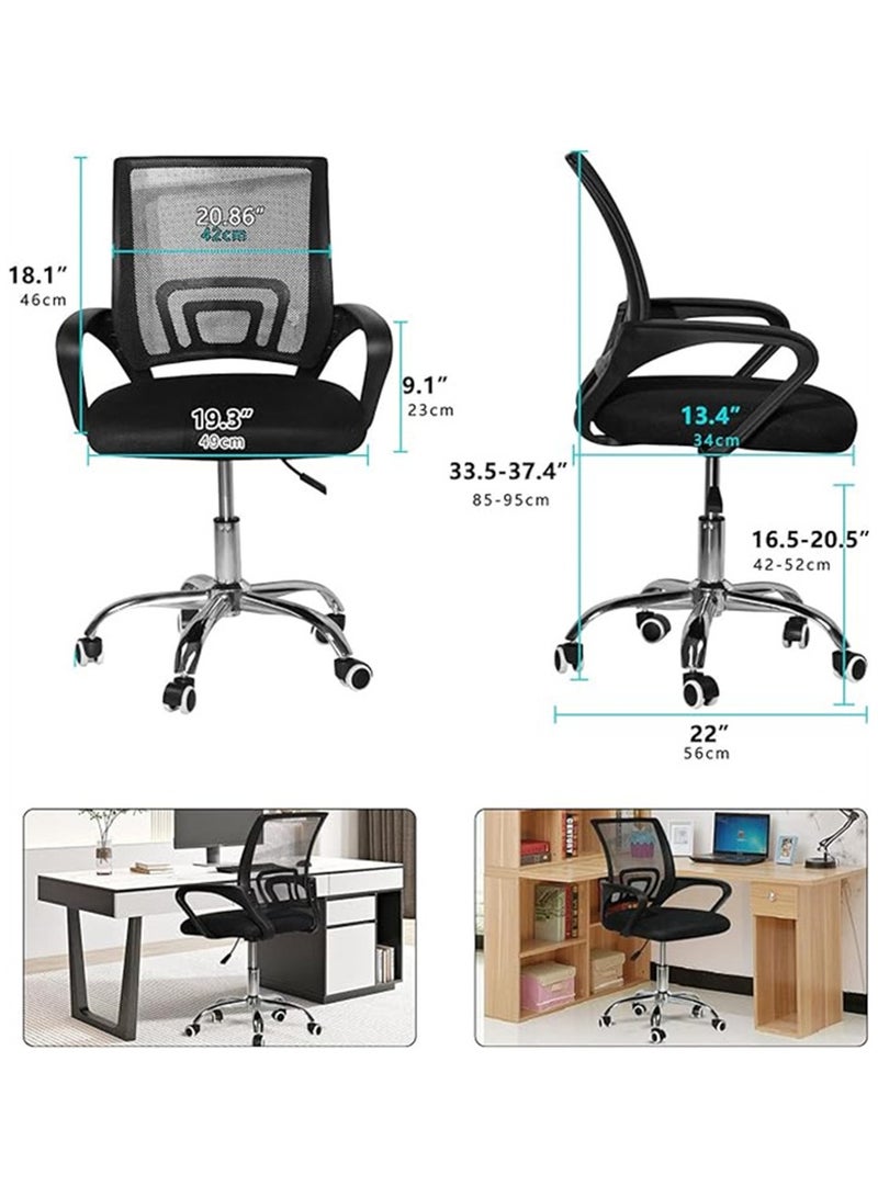 Ergonomic Office Chair, Height Adjustable Gaming Chair with Mid Back Mesh, Comfortable Desk Chair Computer Chair with Lumbar Support, for Home Office or Workplace (Black) - Image 4