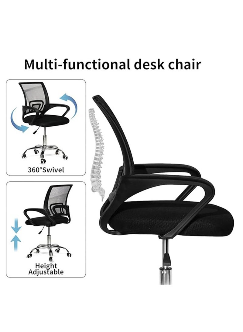 Ergonomic Office Chair, Height Adjustable Gaming Chair with Mid Back Mesh, Comfortable Desk Chair Computer Chair with Lumbar Support, for Home Office or Workplace (Black) - Image 3