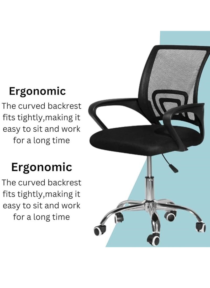 Ergonomic Office Chair, Height Adjustable Gaming Chair with Mid Back Mesh, Comfortable Desk Chair Computer Chair with Lumbar Support, for Home Office or Workplace (Black) - Image 5