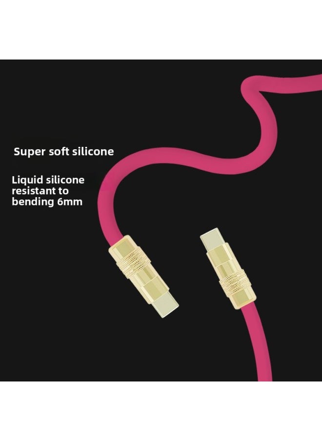 Generic - Golden Aluminum Shell Soft Silicone Data Cable For Iphone16PD Fast Charge Double Head Type-C For Huawei Mate60-Color:2 M USB To For Iphone 12W-Model:Silicone Lavender Purple Gold Aluminum Shell - Image 1