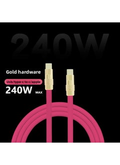 Golden Aluminum Shell Soft Silicone Data Cable For Iphone16PD Fast Charge Double Head Type-C For Huawei Mate60-Color:2 M USB To For Iphone 12W-Model:Silicone Lavender Purple Gold Aluminum Shell