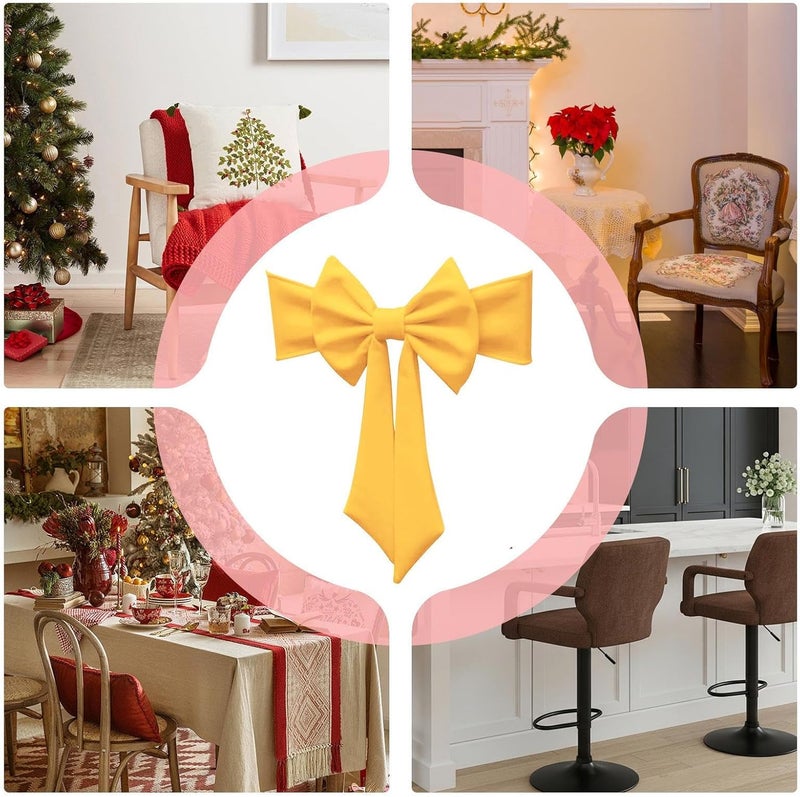 Chair Christmas Bows - Holiday Chair Decoration, Holiday Throne Bows with Ribbon Accents, Festive Throne Decor for Party Use, Festive Ribbons, Red Seat Christmas Ribbon for Celebration - Image 4