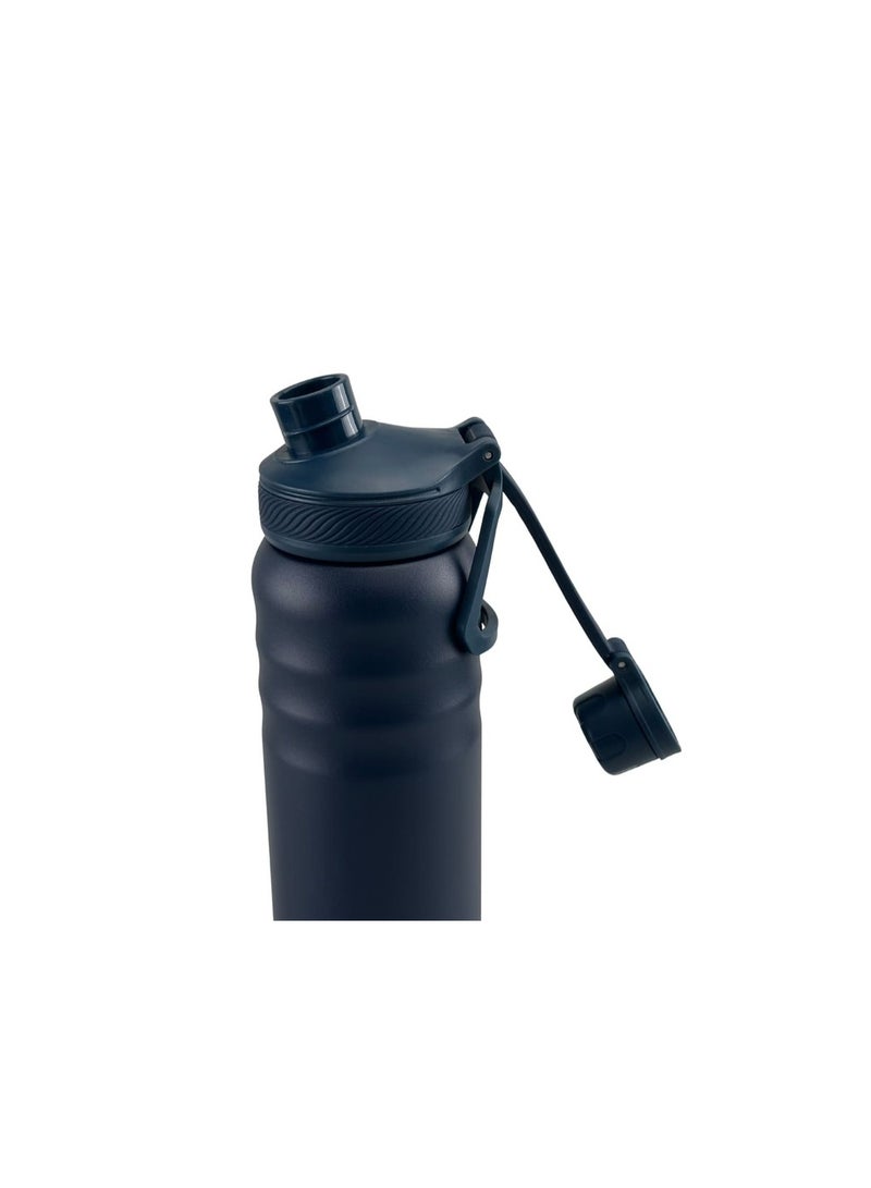 Hans Larsen زجاجة ماء رياضية معزولة من الفولاذ المقاوم للصدأ ذات جدار مزدوج من هانس لارسون سنتو سعة 720 مل، غطاء مانع للتسرب مع حلقة حمل، زجاجة سفر متينة للاستخدام اليومي - أزرق داكن - Image 4