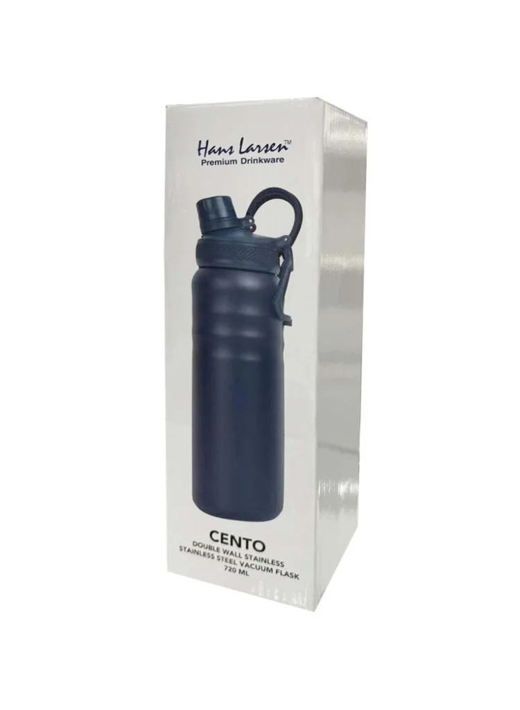 Hans Larsen Blue Hans Larsen Cento Double-Walled Stainless Steel Vacuum Flask 720ml Hot And Cold Insulated Sports Water Bottle, Leak-Proof Lid with Carry Loop, Durable Travel Flask for Daily Use - Navy Blue  | Best Price UAE
