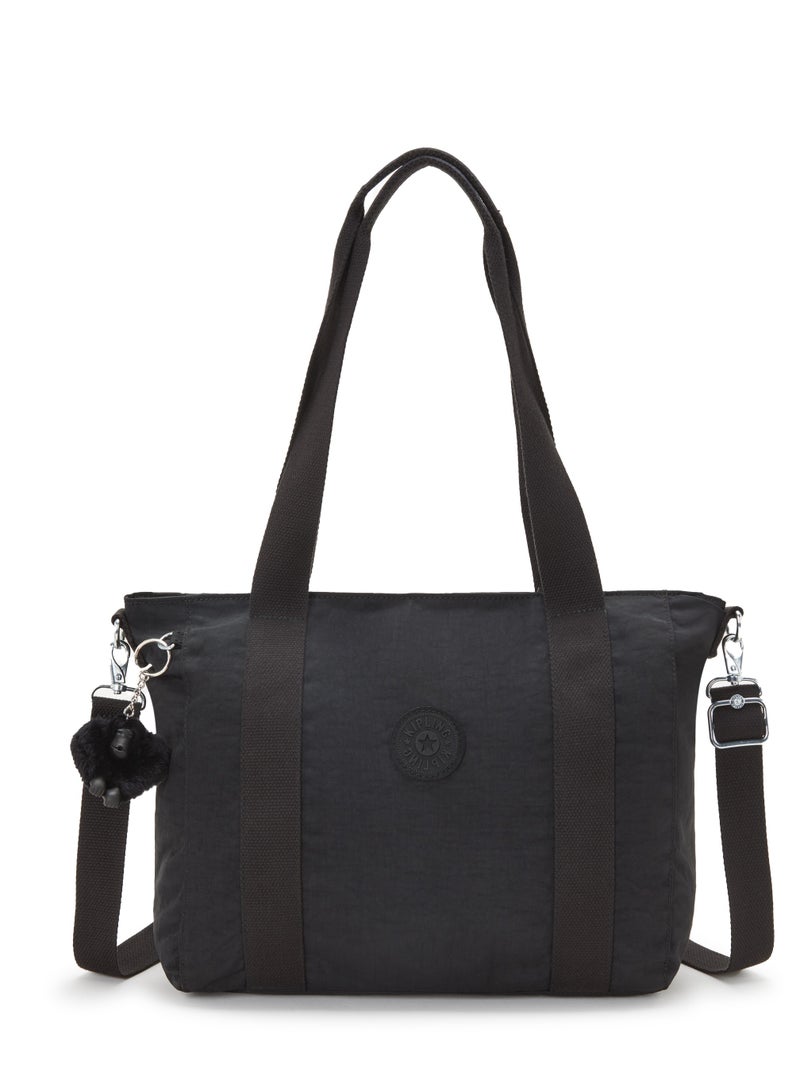 kipling Asseni Small Tote with Detachable Shoulder Strap Black Noir - Image 1