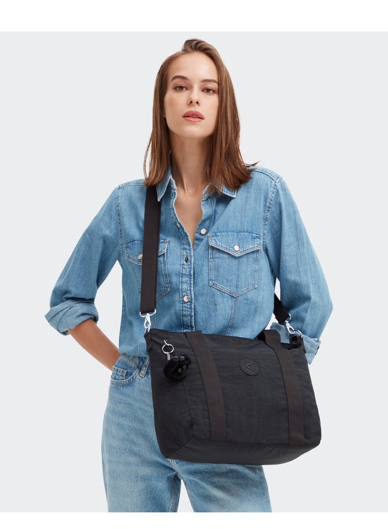 kipling Asseni Small Tote with Detachable Shoulder Strap Black Noir - Image 3