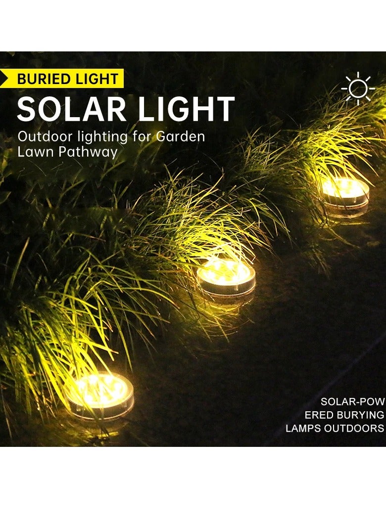 AROAQ Solar Ground Lights, Ip65 Waterproof Path Lawn Light, Strong Durable Super Bright Deck Light, Solar Landscape Lighting Decorations Outdoor For Garden Lawn Patio Pathway Yard, (Yellow Light) - Image 3