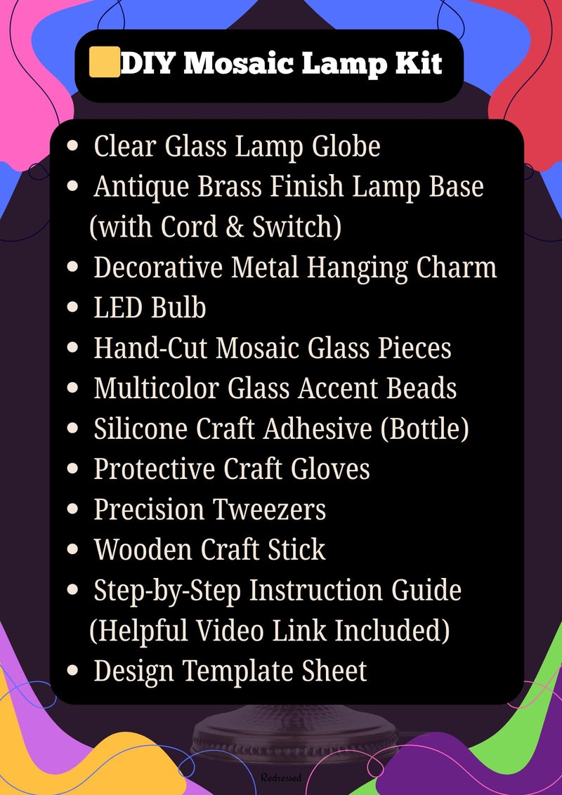 DEMMEX DIY Turkish Mosaic Lamp Making Kit â€“ No Grout Needed â€“ Fun, Easy, No Experience Required â€“ Complete Mosaic Art & Craft Project Kit for Adults & Teens â€“ Make Your Own Table Lamp (Pink) - Image 2