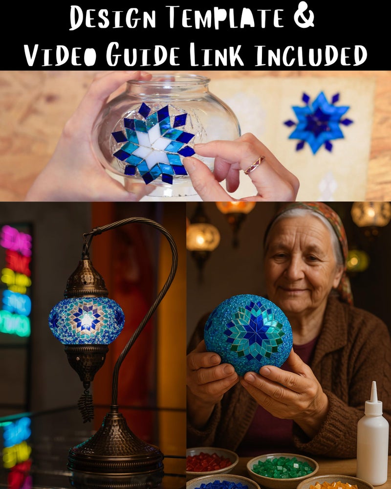 DEMMEX DIY Turkish Mosaic Lamp Making Kit â€“ No Grout Needed â€“ Fun, Easy, No Experience Required â€“ Complete Mosaic Art & Craft Project Kit for Adults & Teens â€“ Make Your Own Table Lamp (Pink) - Image 4