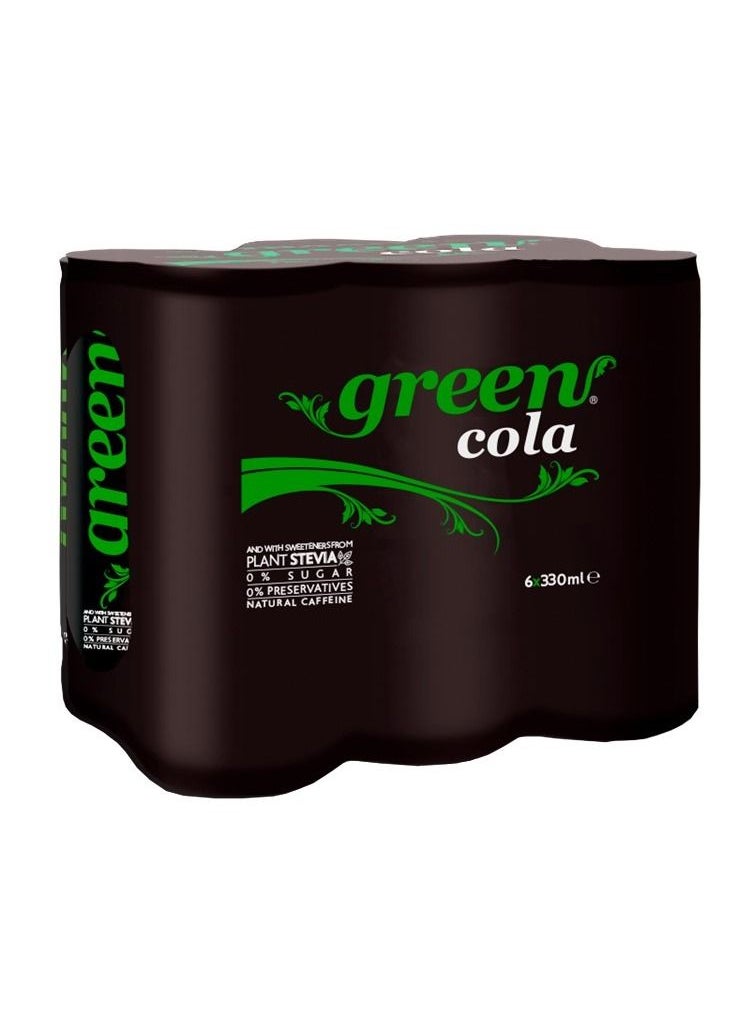 Green Cola - Green Cola Carbonated Drink 330ml Pack of 6 - Image 1