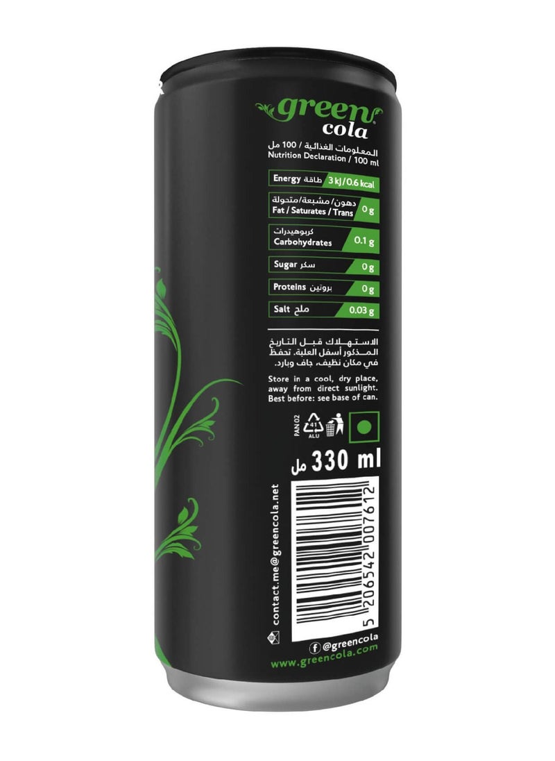 Green Cola - Green Cola Carbonated Drink 330ml Pack of 6 - Image 1