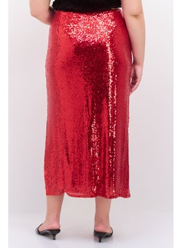 Collective The Label Women Curve Fit Two Tone Midi Skirts, Red  - Image 3