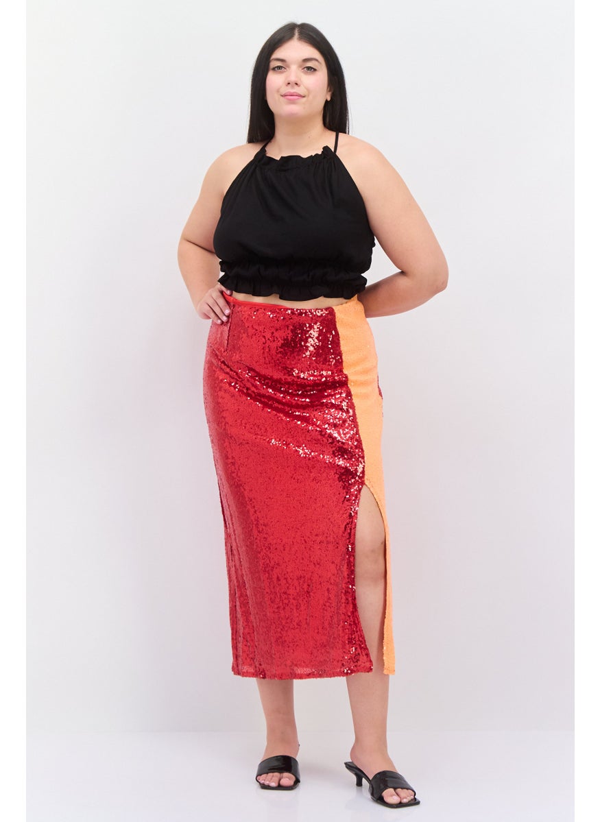 Women Curve Fit Two Tone Midi Skirts, Red - pzsku/Z81E35236609C7F796CB0Z/45/_/1737642393/6bacea10-c401-48e1-b0d7-0551e4a80ec5