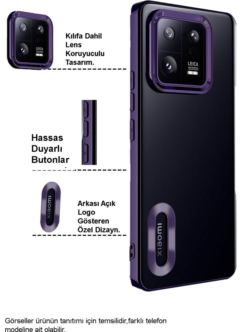 Case World Xiaomi Redmi 9c Transparent Luxury Silicone Case Showing Logo with Colored Lens Protection on the Cover Sides - Lilac  - Image 3