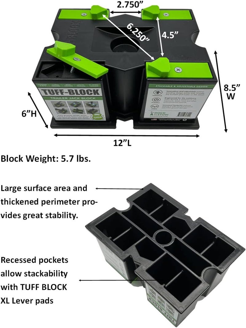 Dock N Stow TUFF Block with 4 XL Pads Combo - RV Leveling Blocks for Travel Trailers and Camper Jack Stands - Image 3