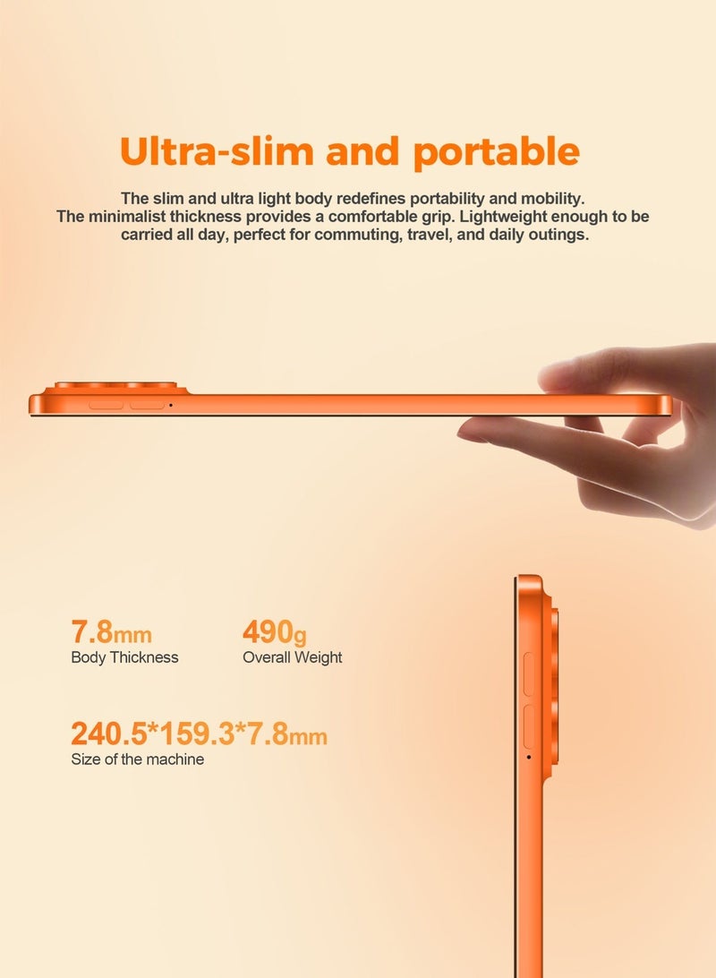 Umiio Smart Tablet i18 Pro Max 10.1-inch HD Display with Bluetooth Keyboard And Mouse 16GB RAM 1TB ROM Dual SIM 5G Network Android Tab 8+16MP Camera WiFi GPS Slim Kids Tablet -Orange - Image 5