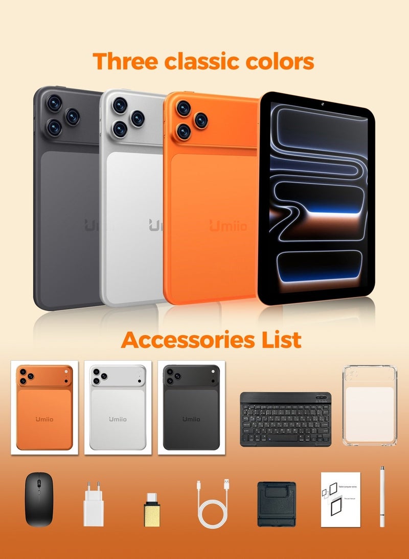 Umiio Smart Tablet i18 Pro Max 10.1-inch HD Display with Bluetooth Keyboard And Mouse 16GB RAM 1TB ROM Dual SIM 5G Network Android Tab 8+16MP Camera WiFi GPS Slim Kids Tablet -Orange - Image 4