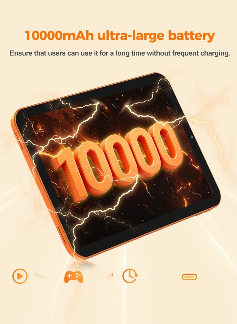 Umiio Smart Tablet i18 Pro Max 10.1-inch HD Display with Bluetooth Keyboard And Mouse 16GB RAM 1TB ROM Dual SIM 5G Network Android Tab 8+16MP Camera WiFi GPS Slim Kids Tablet -Orange - Image 3