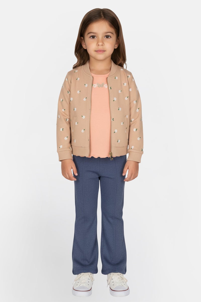 little lass طقم جاكيت وسروال وقميص مكون من 3 قطع للفتيات الصغيرات، متعدد الألوان - Image 1