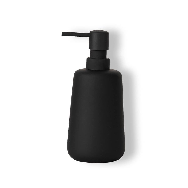 ABBI NIMO Matte Black Ceramic Soap Dispenser 13 oz Refillable Bathroom or Kitchen Countertop Dispenser with Soft Touch Rubber Coating