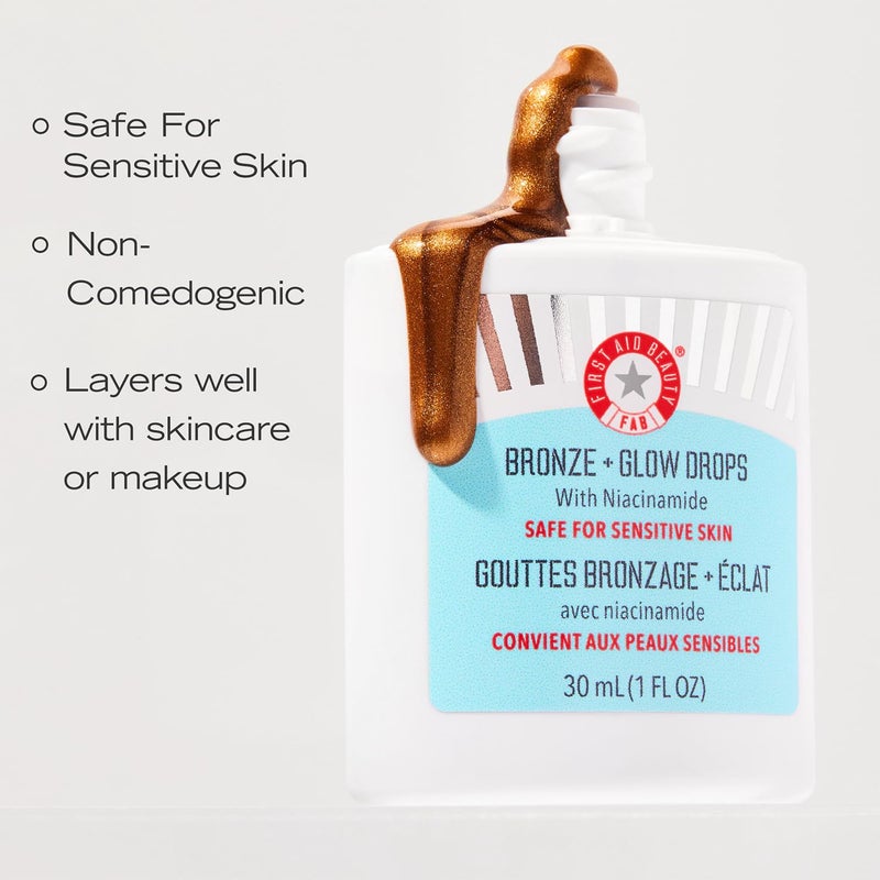 First Aid Beauty - Bronze + Glow Drops with Niacinamide, Visibly Evens Skin Tone, Blurs Pores and Hydrates for 24 hours with a Bronze Kiss of Color, Non-Comedogenic, Safe for Sensitive Skin, 1 oz - Image 5