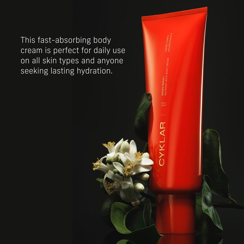 CYKLAR Nutrient Rich Body Cream. Naked Neroli Nourishing Moisturizer with Niacinamide and Banana Flower Extract. Deep Hydration, Thick Body Lotion, Dry Skin Cream for Women and Men, 8 Fl Oz - Image 3