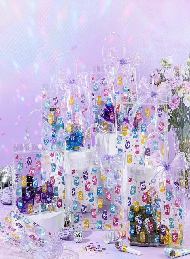 Sabary 30 Pcs Soda Pop Goodie Bags Soda-pop Theme Party PVC Gift Bags with Handles, Soda-pop Style Accessories with Purple Ribbon Bow for Summer Party Birthday Supplies (Soda Pop, 8 x 8 x 3.15 Inches - Image 4