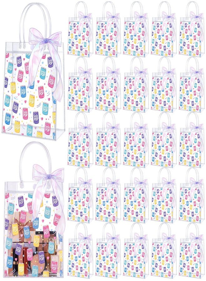 Sabary 30 Pcs Soda Pop Goodie Bags Soda-pop Theme Party PVC Gift Bags with Handles, Soda-pop Style Accessories with Purple Ribbon Bow for Summer Party Birthday Supplies (Soda Pop, 8 x 8 x 3.15 Inches - Image 1