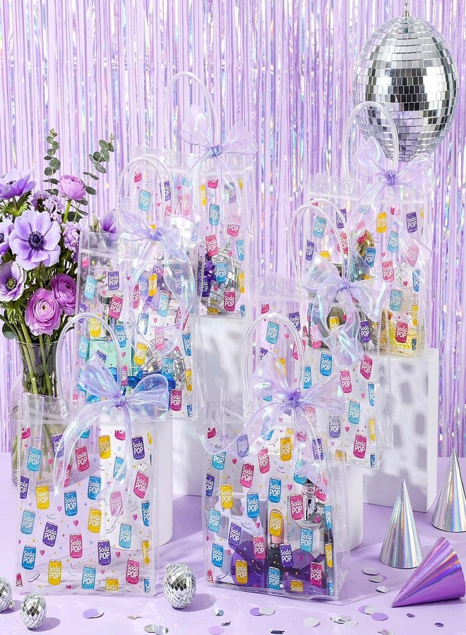 Sabary 30 Pcs Soda Pop Goodie Bags Soda-pop Theme Party PVC Gift Bags with Handles, Soda-pop Style Accessories with Purple Ribbon Bow for Summer Party Birthday Supplies (Soda Pop, 8 x 8 x 3.15 Inches - Image 3