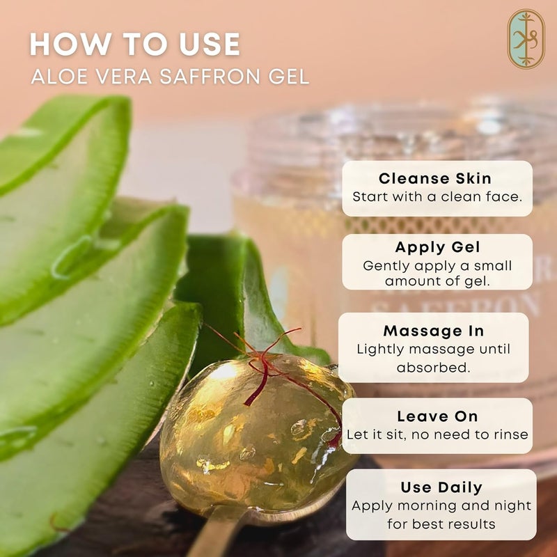 Roovedaa Aloe Vera Saffron Gel Improves Complexion Reduces Pigmentation for a Radiant Glow Soothes Balances with AntiInflammatory Properties Encourages Circulation for Healthier Skin 100g - Image 3