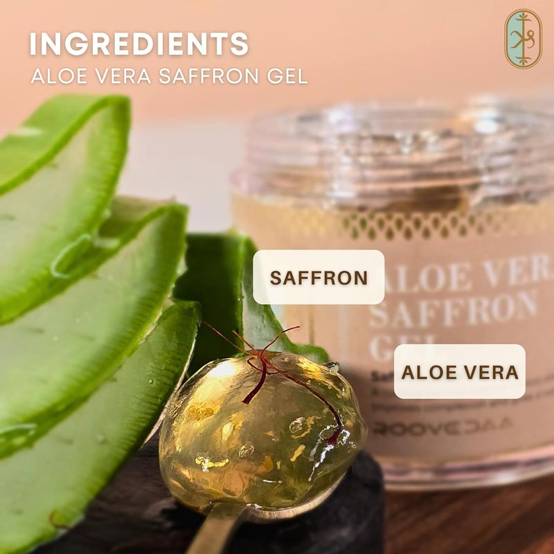 Roovedaa Aloe Vera Saffron Gel Improves Complexion Reduces Pigmentation for a Radiant Glow Soothes Balances with AntiInflammatory Properties Encourages Circulation for Healthier Skin 100g - Image 2