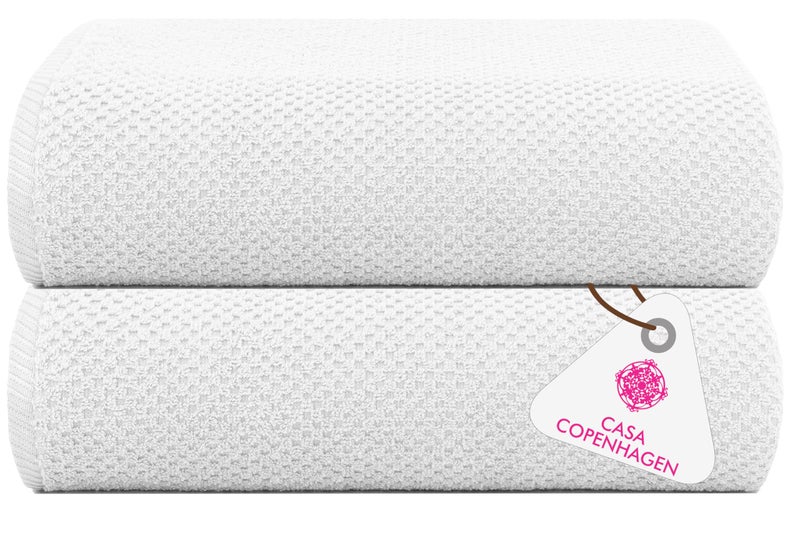 Casa Copenhagen - Egyptian Cotton Popcorn2 Pcs Hand Towel (40 X 60 cm) Colour : White - Image 1
