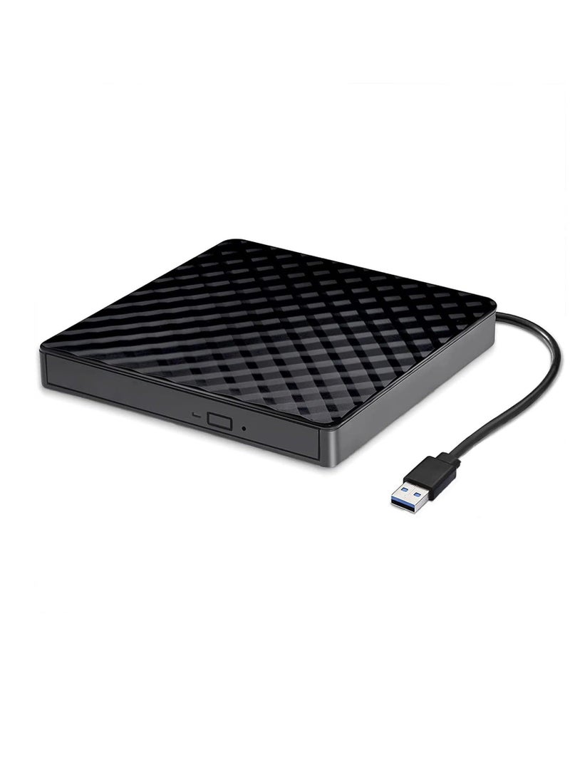 External DVD Drive, USB 3.0 CD/DVD +/-RW Drive Portable CD DVD Player Burner Reader Writer, Slim Optical CD ROM Drive for Laptop Desktop PC Windows 10/8/7/XP/Linux/Vista(Black) - Image 1