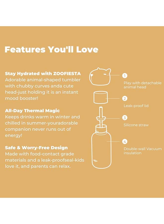 Utilife Zoofiesta Kids Insulated Water Bottle - Capybara Design - Leak-Proof & BPA-Free - Image 3