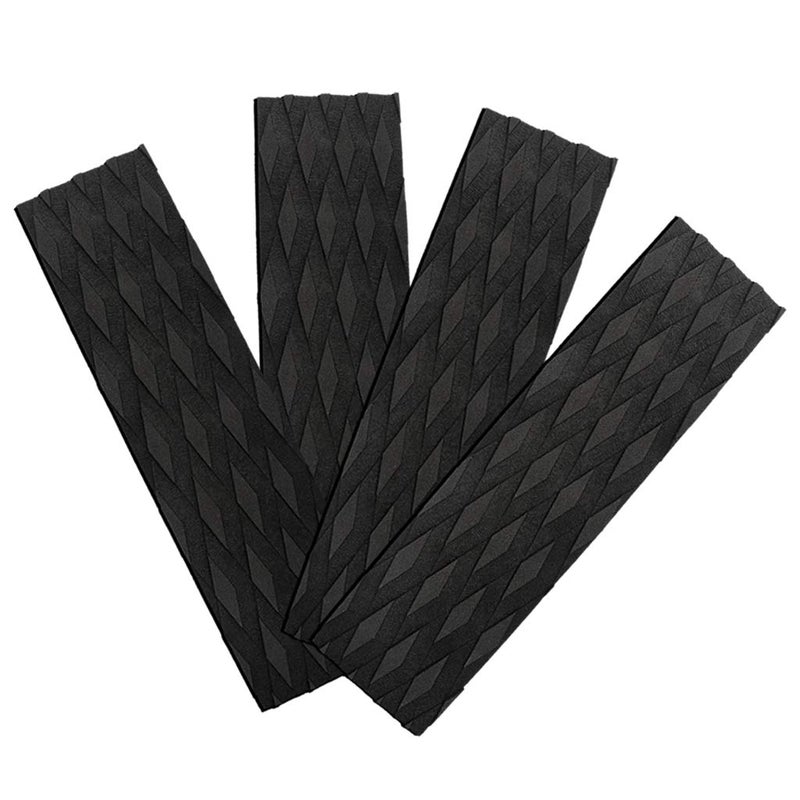 Seafard 4 Pieces Surfboard Traction Pads EVA Surfing Skimboard Deck Traction Pads Anti-Slip Front Tail Pad fit for Kiteboard Surfboards,Skimboards,Longboards,Shortboards,Kayak,Fish Board Black - Image 1