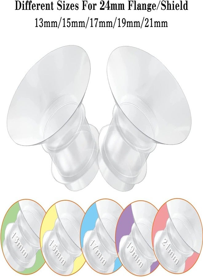 أوساويك ملحقات مضخة الثدي 13/15/17/19/21 ملم 5 قطع، مناسبة لميديلا، دروع طيفية 24 ملم/متوافقة مع موموكوزي S12 Pro/S9 Pro/S9/S12، S32/S21 مضخة الثدي القابلة للارتداء، خفض حجم نفق 24 ملم إلى الحجم الصحيح - Image 2