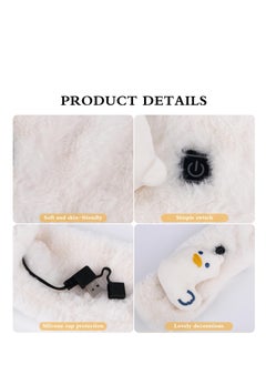 SYOSI USB Heated Scarf, Faux Rabbit Fur Scarf, with Adjustable USB Neck Heating Pad, Cartoon Cute Super Soft Plush Scarf, Fur Collar Cross Plush Scarf, for Boys Girls Women Autumn Winter  - Image 4