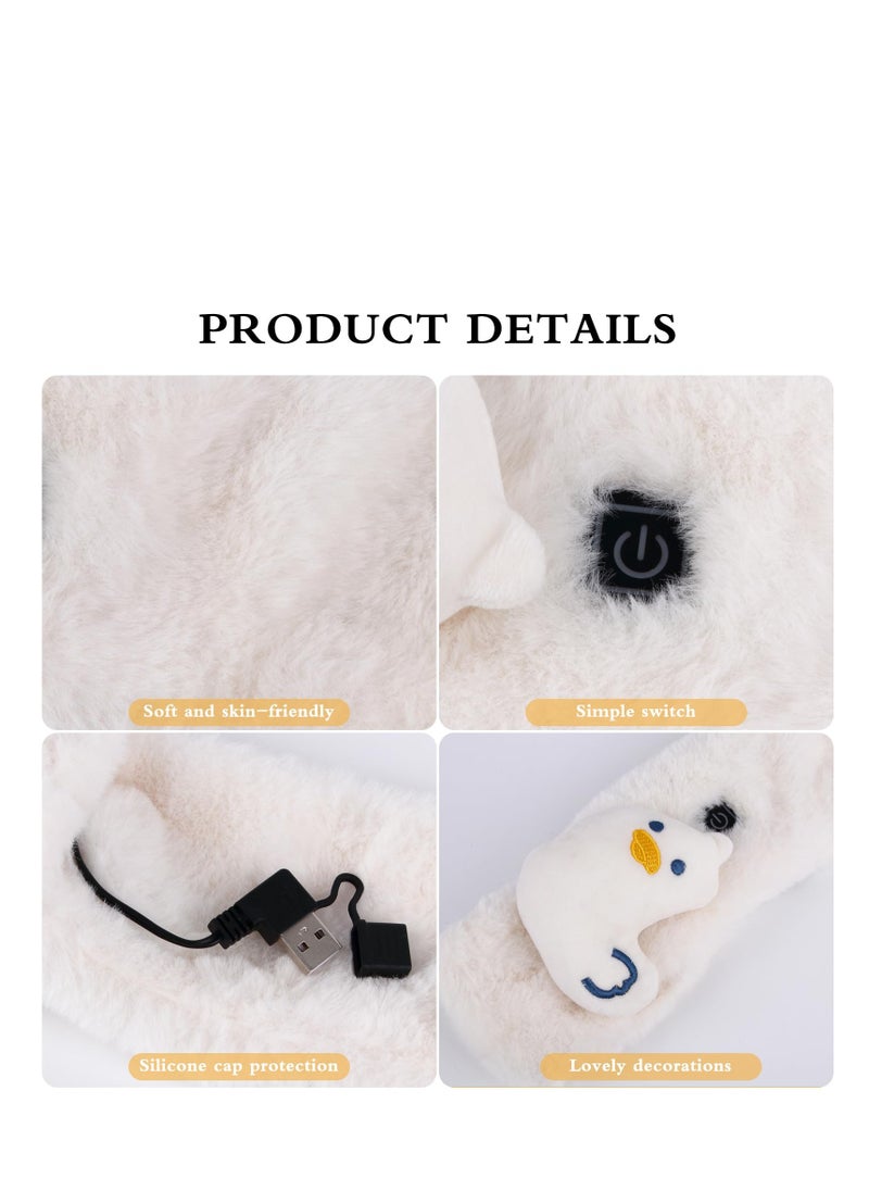 SYOSI USB Heated Scarf, Faux Rabbit Fur Scarf, with Adjustable USB Neck Heating Pad, Cartoon Cute Super Soft Plush Scarf, Fur Collar Cross Plush Scarf, for Boys Girls Women Autumn Winter  - Image 4