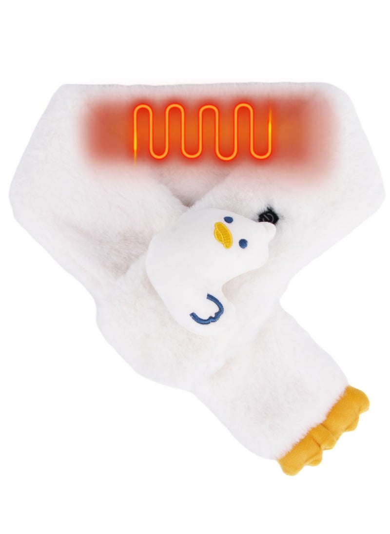 SYOSI USB Heated Scarf, Faux Rabbit Fur Scarf, with Adjustable USB Neck Heating Pad, Cartoon Cute Super Soft Plush Scarf, Fur Collar Cross Plush Scarf, for Boys Girls Women Autumn Winter  - Image 2