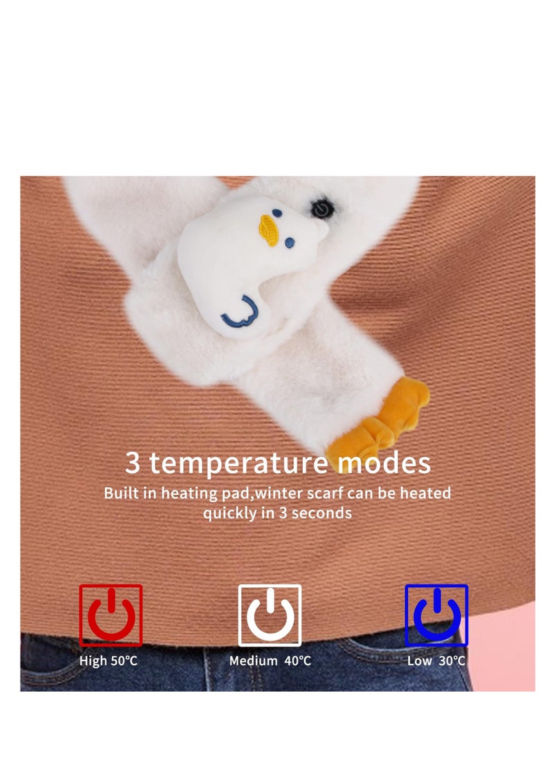 SYOSI USB Heated Scarf, Faux Rabbit Fur Scarf, with Adjustable USB Neck Heating Pad, Cartoon Cute Super Soft Plush Scarf, Fur Collar Cross Plush Scarf, for Boys Girls Women Autumn Winter  - Image 5