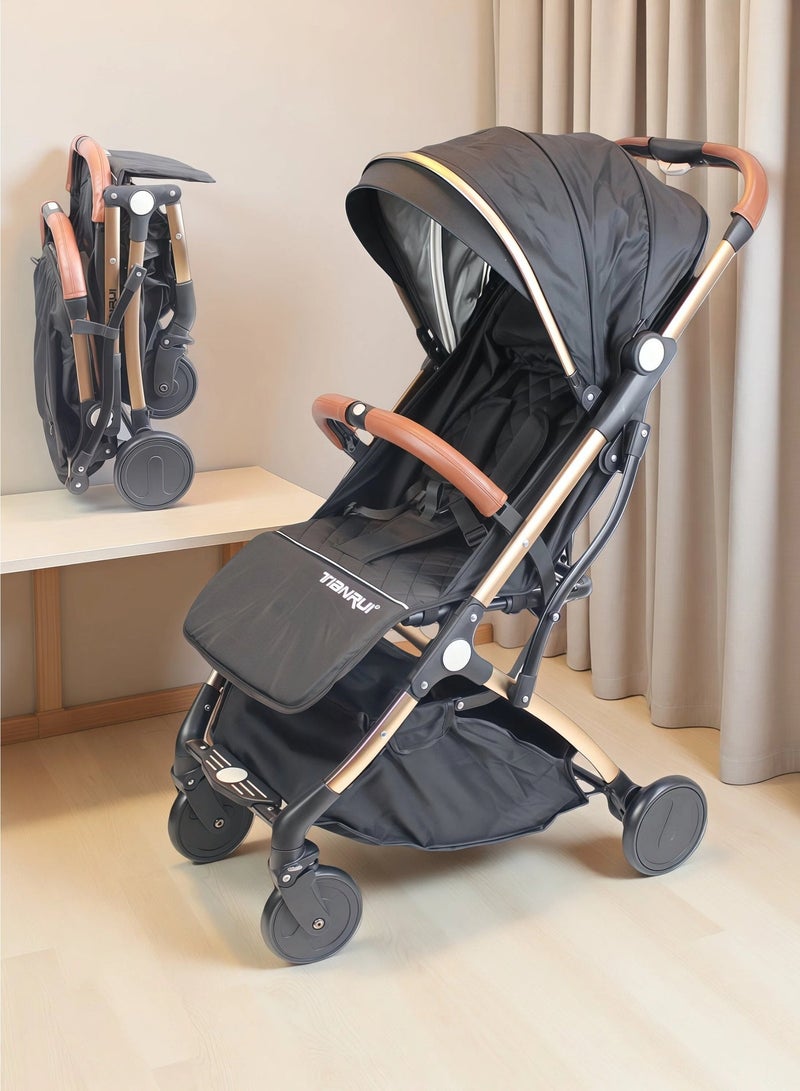 One-click Foldable Airplane Ready Travel Stroller Ultra Lightweight with Absorbent Multi Position Reclining Seat Adjustable Canopy Foldable Storage Basket NO.1104 - Image 1