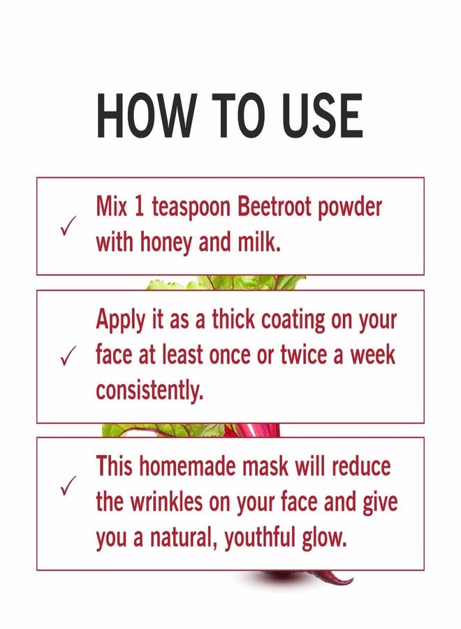 TQS 100% Natural & Organic Beetroot Powder for Glowing Skin, 100g - Image 4
