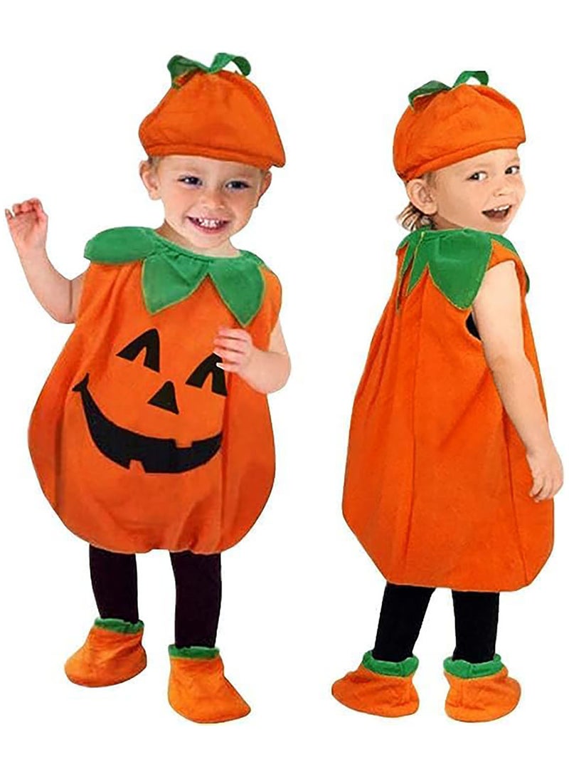 AUTOYSUR Pumpkin Costume for Kids Infants Baby,Costume for Kids,Pumpkin Romper Hat Socks Outfit - Image 1