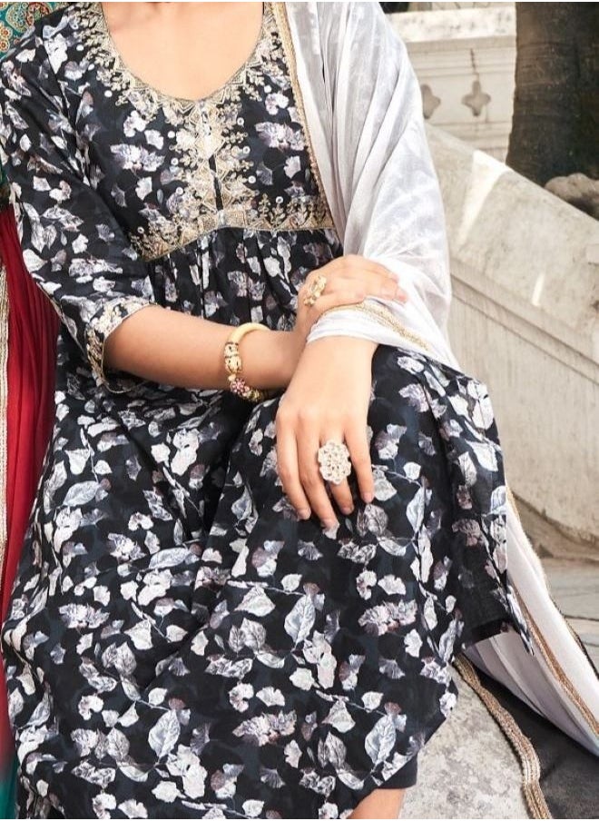 Generic - Alia Cut Designer Kurti With Pant And Dupatta - Image 1